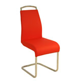Металлический стул. Сиденье и спинка мягкие.
Материал обивки: кожзаменитель, красного цвета.
Цвет сиденья: оранжевый, красный, черный, белый, бежевый.
Каркас - хром. 
Размер: 42 * 47 * 100
Производство: Китай