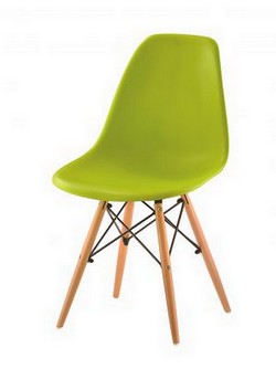 Стул из дерева. Спинка и сиденье выполнены из пластика. Цвет: зеленый.