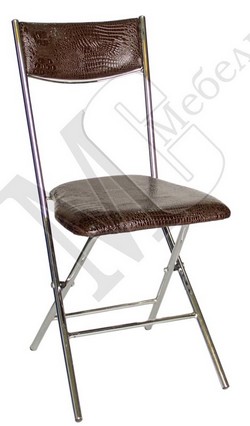 Металлический стул с мягким сиденьем. Каркас: металл/хром. Цвет: коричневый крокодил.