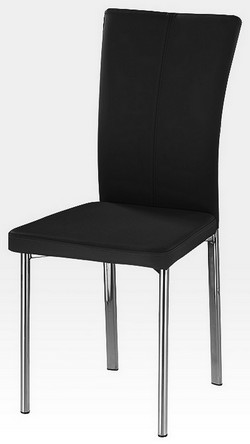 Хромированный стул. Цвет: черный. Материал: кожзам/хромированный металл. 