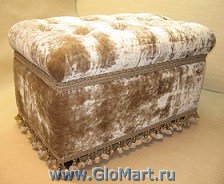 Банкетка в прихожую с ящиком. Обивка золотой плюш.
