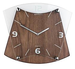 Часы настенные из натурального дерева и стекла нестандартной геометрии.