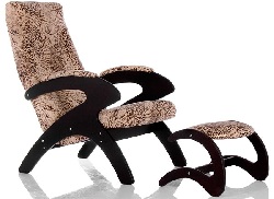 Кресло для отдыха из дерева с банкеткой. Цвет - темный орех.