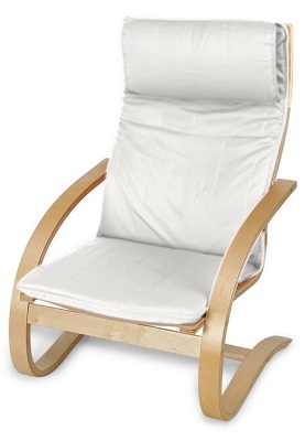 Кресло деревянное с мягким сиденьем.  Размер - 670*780*960 мм. 
Цвет: сливочно-белый. 
Производство - Тайвань (Китай).