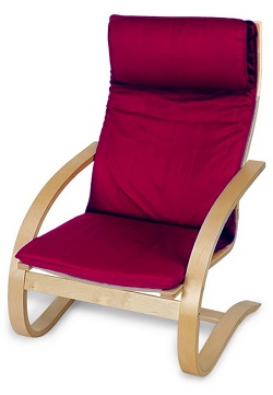 Кресло-качалка деревянное с мягким сиденьем. Цвет: бордовый.