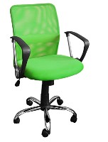 Кресло офисное. Сидение и спинка выполнены из ткани-сеточки. Цвет зеленый. Ножки металлические.