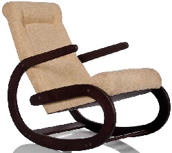 Кресло-качалка для отдыха. Каркас из дерева. Цвет - тёмный орех.