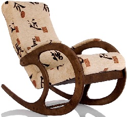 Кресло-качалка для отдыха с мягким сиденьем. Корпус из дерева. Цвет - Палисандр. Сиденье из ткани.