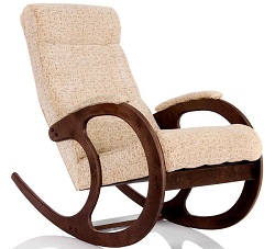 Кресло-качалка для отдыха с мягким сиденьем. Корпус из дерева. Цвет - Махагон. Сиденье из ткани.