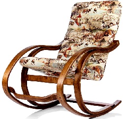 Кресло-качалка из дерева с подножкой. Цвет - орех.