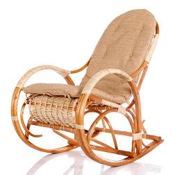 Кресло-качалка из лозы с подушкой. Цвет - Мёд.