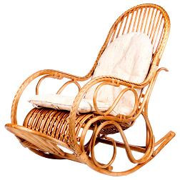 Кресло-качалка из лозы с подушкой. Цвет - золотой мёд.
