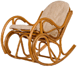 Кресло-качалка из ротанга с подушкой. Цвет: золотой мёд.