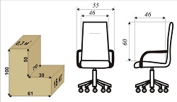 Компьютерное или офисное кресло на роликах, с механизмом качания и регулировкой высоты сиденья. Хромированный металл, экокожа