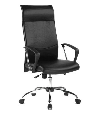 Кресло офисное. Сидение и спинка мягкие. Цвет черный. Ножки металлические.