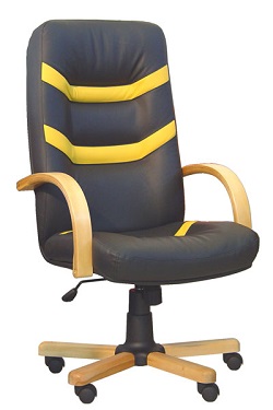 Кресло средних размеров и мягкости для руководителя. Обивка - чёрная или цветная кожа.  