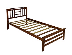 Кровать односпальная деревянная. Цвет - кантри (тёмный дуб).