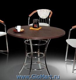 Круглый обеденный стол. Материал: столешница-ЛДСП, хромированная опора (60мм) регулируемая по высоте.