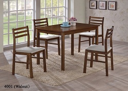 Обеденная группа: деревянный нераздвижной стол и 4 стула с мягким тканевым сиденьем. Цвет Орех. 