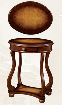 Деревянная подставка под телефон. Столешница овальнаой формы. Выполнена в классическом стиле. Цвет: орех.