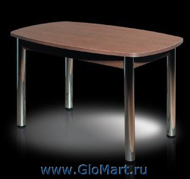 Прямоугольный обеденный стол. Материал: хромированный металл, ЛДСП.