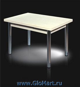 Прямоугольный раскладной обеденный стол. Материал: хромированный металл, ЛДСП.