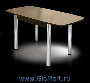Раскладной прямоугольный стол. Материал: хромированный металл, ЛДСП.