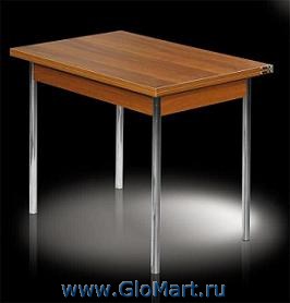 Распашной(раскладной) прямоугольный стол. Материал: хромированный металл, ЛДСП.