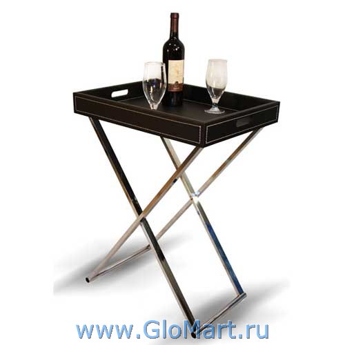 Сервировочный столик. Поднос обтянут кожзаменителем, каркас-металл