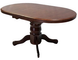 Овальный раскладной обеденный стол. Материал - массив гевеи. Цвет: шоколад.