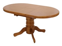 Овальный раскладной обеденный стол. Материал - массив гевеи. Цвет: светлая вишня. 