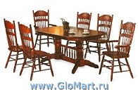 Стол обеденный овальный раскладной. Массив гевеи. Цвет: темная вишня.