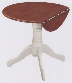 Круглый стол из массива дерева. Цвет: античный белый/темный дуб.