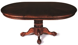 Раскладной стол из массива дерева. Цвет темный орех. Стол разложен. 
