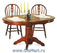 Стол обеденный круглый раскладной из гевеи. Цвет Темная вишня.