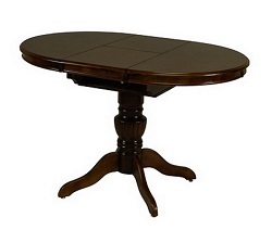 Круглый раскладной стол из дерева. Цвет - тёмный дуб.