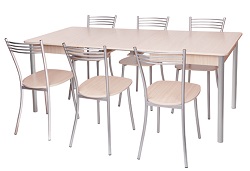 Стол раздвижной МДФ, размеры:120(160,200)х80 Высота: 75 см, различные цвета столешниц. Стол раздвижной в комплекте со стульями, цвет дуб беленый рифленый. Производство: Россия 