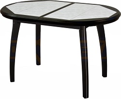 Овальный раздвижной стол из МДФ и керамической плитки