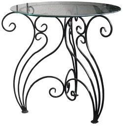 Круглый столик со стеклянной столешницей и кованным подстольем