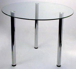 Круглый обеденный стол из стекла и металла