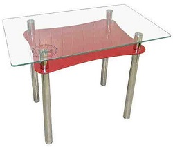 Стеклянный стол с цветным подстольем