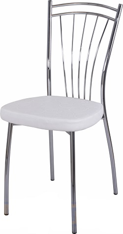 Металлический стул с мягким комбинированным сиденьем из кожзама.
