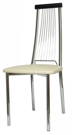 Металлический стул. Обивка - кожзам или ткань белого цвета.