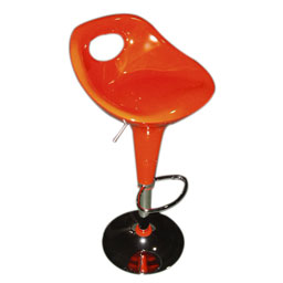 барный стул на металлической стойке, цвет оранжевый