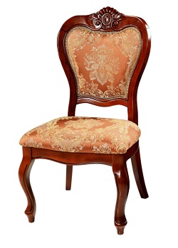 стул из массива гевеи, цвет орех, тканевая обивка