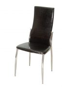 стулья на металлокаркасе, покрытие металла хром, обивка кожзам крокодил, цвет черный (блестящий)