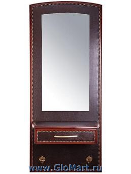 Прямоугольное зеркало в прихожую с выдвижным ящиком и двумя декоративными крючками.