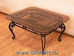 столик журнальный стеклянный кованый ГМ-537