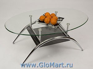 Стол журнальный Экстер. Овальный, стеклянный.
