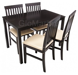 Обеденная группа: стол и четыре стула. Цвет бежевый/венге.